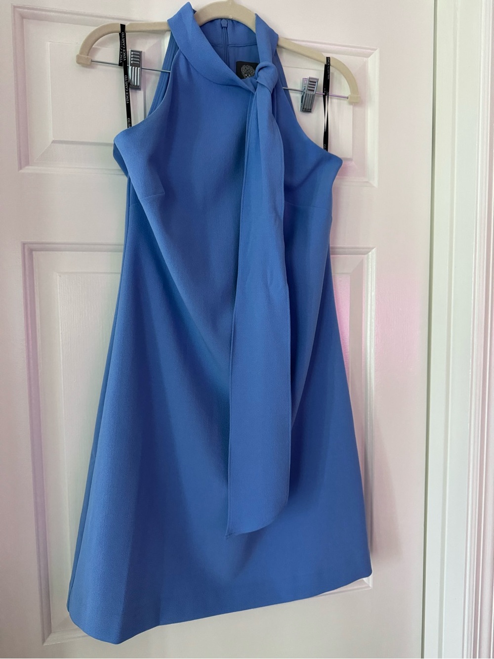Vince Camuto Women's Periwinkle Blue Tie-Neck Sleeveless Dress